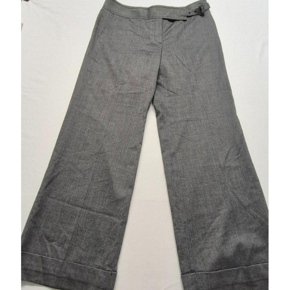 The Loft women's gray flat front cuffed wide leg dress pants pockets sz.‎ 12